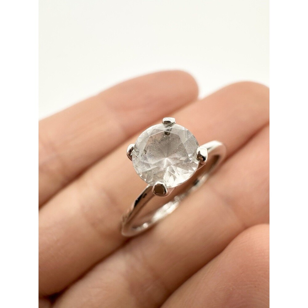 Vintage Avon Sterling Silver Clear Quartz Wedding Ring Size 6